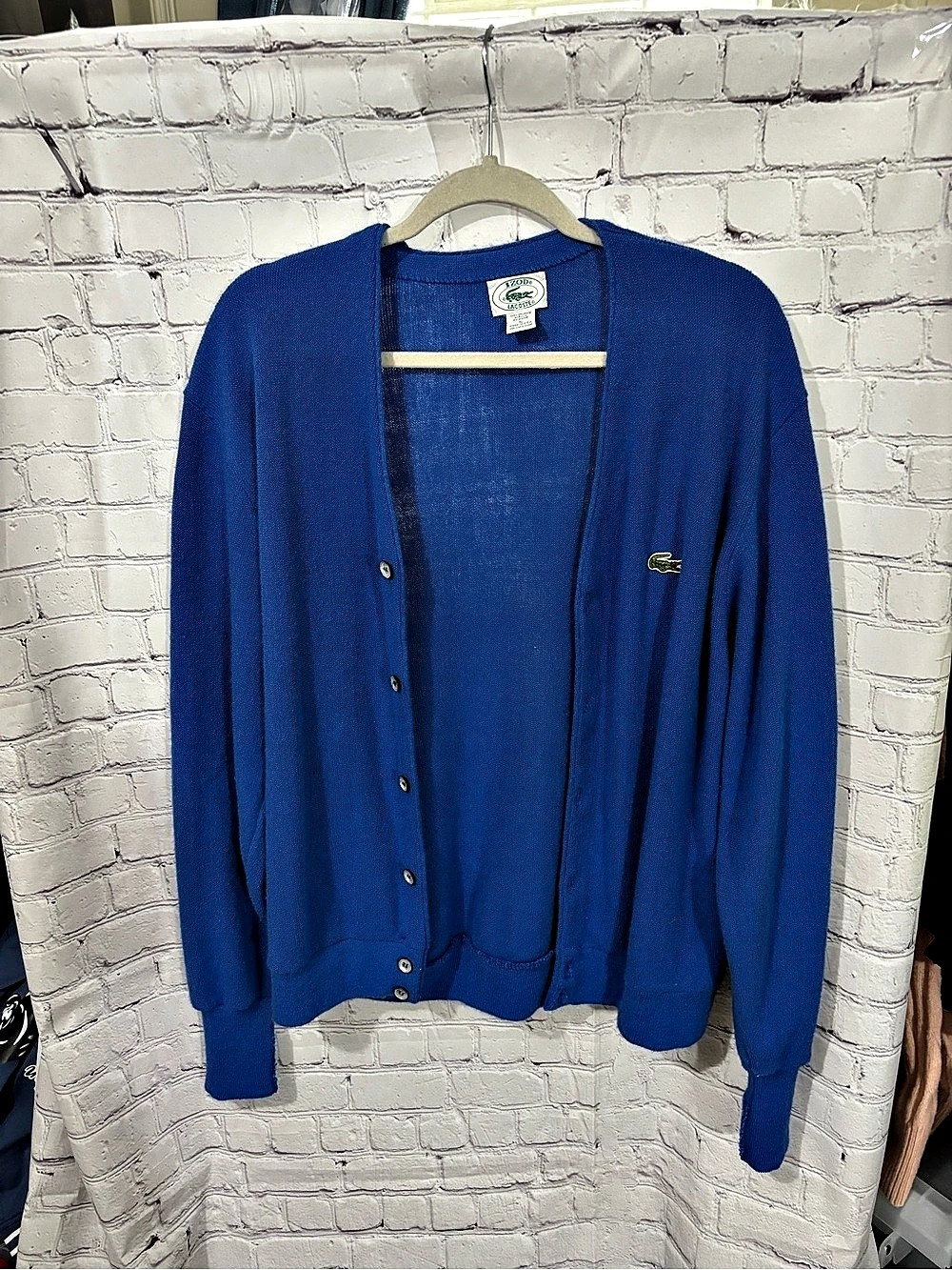 Izod Lacoste Vintage Acrylic Cardigan Men's Blue Medium